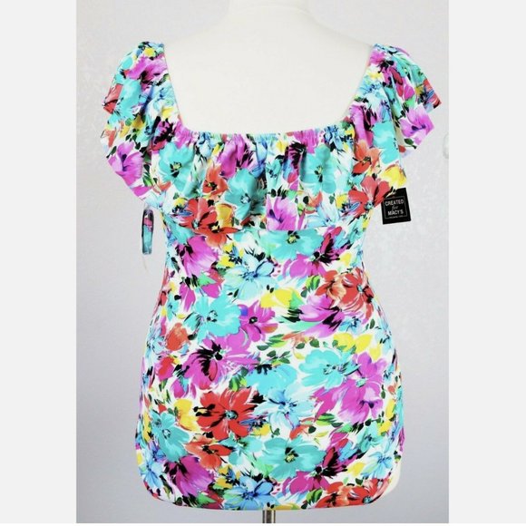 Swim Solutions  22W One Piece Off The Shoulder Or With Straps Tummy Control - Picture 4 of 8